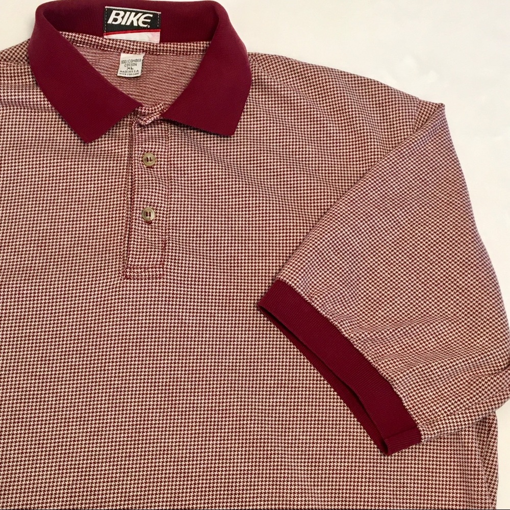 Vintage MADE IN USA BIKE Brand RED Short Sleeve Polo Shirt size XL